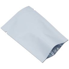 WACCOMT Pack 200 Stück Farbig Mylar Folie Obere Öffnung Versiegelbare Beutel Vakuum Heißsiegelbeutel für Lebensmittel Verpackungen mit Reißkerben (Weiß, 12x18cm (4.7x7.1 inch))