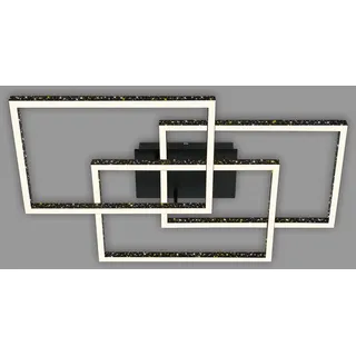 BRILONER Leuchten - LED Deckenleuchte mit Glitzereffekt, Deckenlampe Dimmbar, Schwenkbar Warmweißes Licht, Frame, Schwarz, 3752-015