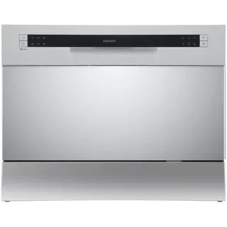 homeX GST6AD-S Tischgeschirrspüler, Mini Geschirrspüler - 6 Programme, Spülmaschine klein für 6 Maßgedecke, AquaStop - Silber