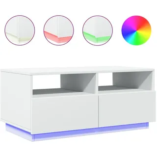 vidaXL Couchtisch mit LED-Leuchten Weiß 90x49x40 cm - Weiß