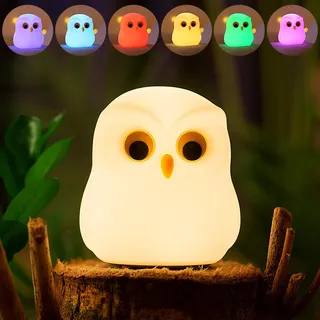 Nachtlicht Kinder, Eule Baby Nachtlicht Led Nachttischlampe Nachtlicht USB Silikon Stilllicht Kinder Dimmbar Tragbar Touch Lampe für Babyzimmer Kinderzimmer Deko Schlaflicht Geburtstag Geschenk