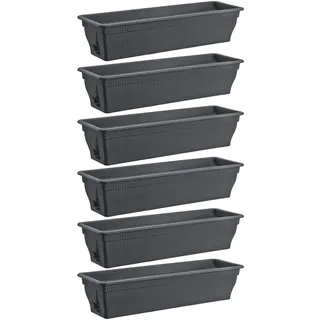 6x Blumenkasten Balkonkasten Pflanzkasten Wasserspeicher Anthrazit 80x24x17 cm