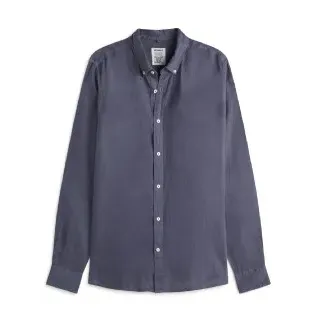 ECOALF für Herren. MCMGASRMALIB0725S24-168 Malibu Leinenhemd blau (S), Lässig, Langarm, Marine