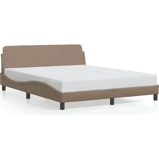 vidaXL Bettgestell "Dover" Cappuccino-Braun 160x200 cm Kunstleder - Braun