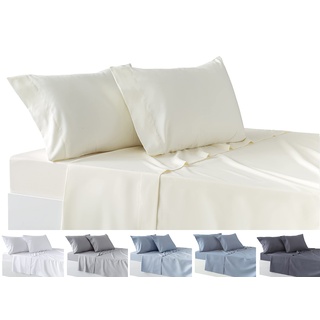 Todocama 4-teiliges Bettwäsche-Set – Spannbetttuch – Bettlaken – Zwei Kissenbezüge 50 x 80 cm (Bett 90 – 90 x 190/200 cm, Beige)