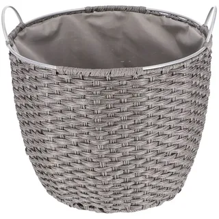 TermaTech Kaminholzkorb „Rattan“ 57 Liter, Ø 39 cm, hellgrau, Schmutzfang