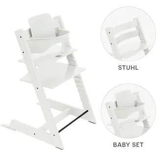 Stokke Hochstuhl-Set , Weiß , Holz , Buche , 83x57x46 cm , Fußstütze verstellbar, Sitzfläche verstellbar, höhenverstellbar , Babymöbel & Kindermöbel, Babyzimmer, Hochstühle