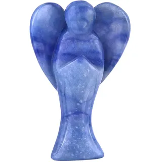 KYEYGWO Blau Aventurin Edelstein Engel Figuren, Heilung Kristall Schutzengel Talisman Mitnehmen Taschenengel Statuen Friedensengel Skulptur Glücksbringer Fengshui Dekoration Ornament 7.5 cm