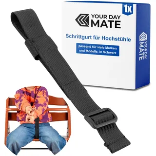 Schrittgurt für Hochstuhl, 1 Stück, in Schwarz, Gurtriemen kompatibel mit Hauck Alpha Beta, Stokke Tripp Trapp, roba, uvm, Kinderhochstuhl Gurt Frontbügel Tisch, Frontstange Band mit Schnalle, Klett