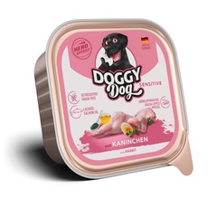 DOGGY Dog Paté Kaninchen Sensitive, 10 x 150 g, Nassfutter für Hunde, getreidefreies Hundefutter mit Lachsöl und Grünlippmuschel, besonders gut verträgliches Alleinfuttermittel, Made in Germany