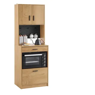 SoBuy Mikrowellenschrank Natur, Holzwerkstoff, Metall, 60x170x40 cm, Küchen, Küchenmöbel, Buffetschränke