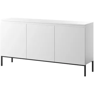 Selsey Sideboard Bemmi - Weiß mit schwarzen Beinen, 150 cm - Maße B: H: 77