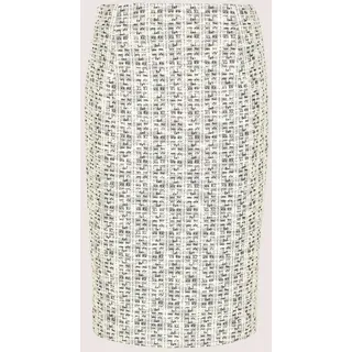 Bleistiftrock MADELEINE "Bouclérock Bleistiftrock in Tweed-Optik", Damen, Gr. 46, schwarz (perlweiß, schwarz, melange), Obermaterial: 69% Polyester PES. 30% Baumwolle CO. 1% Elasthan EL., Modern, figurbetont, Röcke Bleistiftrock, Tweed-Boucle-Qualität