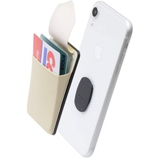 Sinjimoru Mini Geldbörse fürs Handy abnehmbar, Slim Wallet mit Wireless Charging Support, Visitenkarten Etui, Smart Wallet für iPhone & Android. Sinji Mount Flap Beige