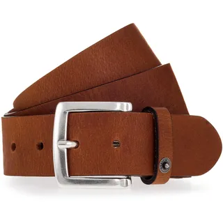Ledergürtel MUSTANG, Herren, Gr. 95, braun (cognac), Leder, unifarben, Gürtel Ledergürtel, Mit Druckknopf-Applikation auf der Schlaufe, 4 cm