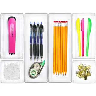 Simple Houseware 6er-Pack – Schreibtisch-Schubladen-Organizer aus durchsichtigem Kunststoff