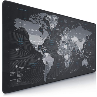 CSL-Computer TITANWOLF XXL Speed Gaming Mauspad - 900 x 400mm - XXL Mousepad - Tischunterlage Large Size - verbessert Präzision und Geschwindigkeit - rutschfest - Design Weltkarte Wolfskopf