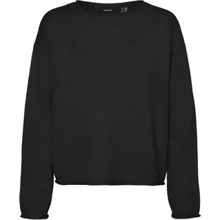 VERO MODA Damen Vmgold Roll Ls O-Neck Pullover Strickpullover, Black, XL