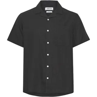 Kurzarmhemd SOLID "Kurzarmhemd SDAllan", Herren, Gr. M, N-Gr, schwarz (true schwarz), Obermaterial: 58% Leinen LI. 42% Viskose CV., Hemden Kurzarmhemd