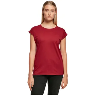 Build Your Brand Damen T-Shirt Ladies Extended Shoulder Tee, lang geschnittenes T-Shirt für Frauen, Baumwolle, Burgundy, S