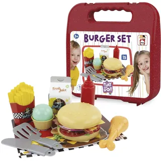 Chicos - Koffer mit Spielzeuglebensmitteln | Enthält 15 Accessoires für Kinderküchen: Hamburger, Pommes Frites, Pfannenwender und mehr | Lernspielzeug für Kinder | Empfohlen Ab 2, 3, 4 Jahren (87104)