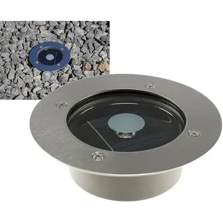 ChiliTec Bodeneinbaustrahler mit Solar Rund Ø 12 x 4cm Edelstahl/Weiß | IP44, LED, Für Außen, Witterungsbeständig, Garten Terrasse Wegleuchte