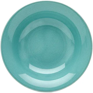 Pastateller VAN WELL "Teller Set, Jive, tiefer Teller 20 cm, 6 Stück", blau (türkis), H:4,5cm Ø:20cm, Porzellan, Speiseteller, Pastateller, dezentes Spiraldekor, spülmaschinen-und mikrowellengeeignet