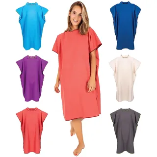 Gräfenstayn Premium Badeponcho mit Knöpfen - Öekotex 100 - Umziehhilfe Damen & Herren - Surf-Poncho Strand - Handtuch-Poncho Erwachsene - Umkleide-Hilfe - Badeumhang Mikrofaser (S-M Bordeaux)