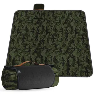 PERLETTI Picknickdecke Wasserdicht Faltbar Groß 200x200 - Outdoor Camping Decke mit Tragegurt - Stranddecke Strandmatte Washbar für Strand Park Festival Picknick (Tarnung, 200x200 cm)
