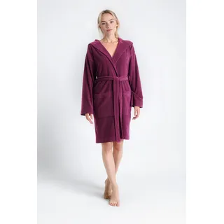 Damenbademantel OTTO HOME "Sina, ideal für Sauna & Spa, Hotelbademantel, Morgenmantel" Gr. XL, lila (berry), L:95cm, Wirkfrottee, Hausmäntel, Damenbademantel, einfarbiger Bademantel, kurz, hoher Baumwollanteil, XS-4XL