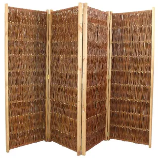 Paravent 4teilig aus Weidenzweigen mit 180 x 240cm - Hochwertiger Weiden Paravent als charmanter und praktischer Hingucker 1,8m x 2,4m