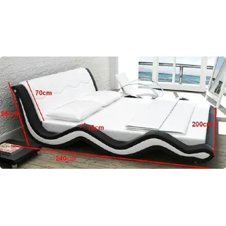 Wasserbett Bett Betten Komplett Lederbett Polsterbett mit Matratze Neu MORSKIE - Weiß