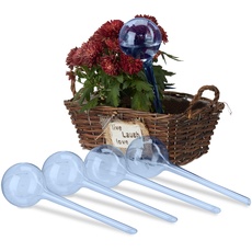 Bild Bewässerungskugeln, 5er Set, Durstkugeln für Pflanzen, je 250 ml, Kunststoff, Gießkugel, HxD: 28 x 8 cm, blau