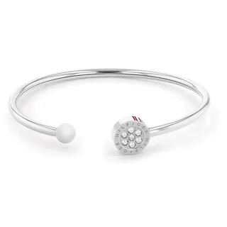 Tommy Hilfiger Offenes Bangles Armband Edelstahl mit Kristallen Silber 2780570 Größe One Size