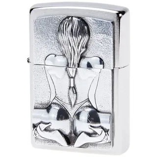 Zippo Kneeling Girl Emblem Benzinfeuerzeug, Messing Map(Language_Tag - De_de)