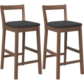 vidaXL Barhocker mit Kissen 2 Stk. Braun Massivholz Gummibaum - Braun