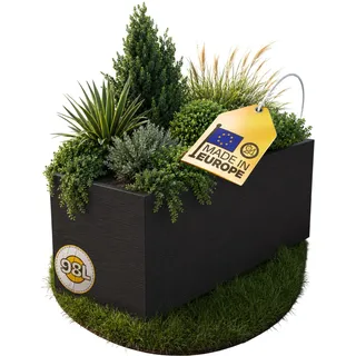 Ondis24 Pflanzkübel Blumenkübel Blumentopf Vulkan Pierre 100cm, Schiefer Optik mit Wasserspeicher, Winterfest (Graphit Anthrazit)