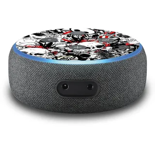 2er Set Aufkleber Totenköpfe passend für Alexa Echo Dot Gen.3 Assistant R137-19