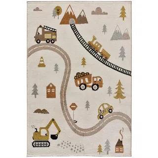 Atticgo Kinderteppich Beige Beats 120/170 cm , Textil , Fahrzeuge , Rechteckig , 120x170 cm , Oeko-Tex® Standard 100 , antistatisch, für Fußbodenheizung geeignet, leicht zusammenrollbar , Teppiche und Böden, Teppiche, Kinderteppiche