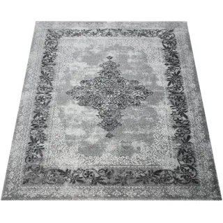 Paco Home - Teppich Für Wohnzimmer, Vintage-Kurzflor Mit Orient-Muster, Meliert Grau 120x170 cm