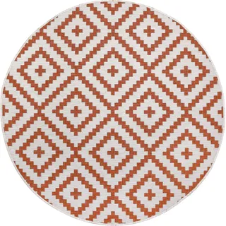 my home Teppich »Ronda Wendeteppich«, rund, 5 mm Höhe, Sisal-Optik, Flachgewebe, In- und Outdoor, geometrisches Boho Design, orange