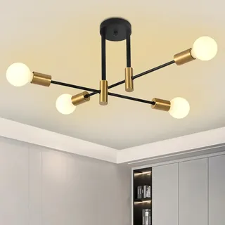 ZYDTRIP Deckenleuchte Vintage, Sputnik Kronleuchter Industrial Modern Hängelampe für Wohnzimmer Esszimmer Flur Restaurant Hotel, 4 Flammig Gold E27