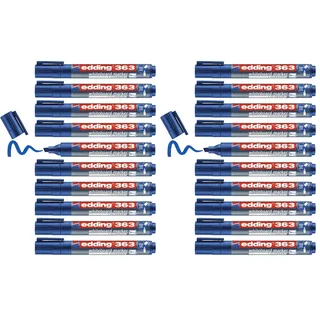 edding 363 Whiteboardmarker - blau - 10 Whiteboard Stifte - Keilspitze 1-5 mm - Boardmarker abwischbar - für Whiteboard, Flipchart, Magnettafel, Pinnwand, Memoboard - Sketchnotes - nachfüllbar