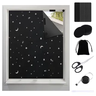 Scettar verdunklungsstoff Sets, verdunkelungsrollo ohne Bohren,Tragbare dachfenster verdunkelung Stoff,Fenster verdunkelung Sonnenschutzvorhänge mit Wärmedämmschicht (100x145-B)