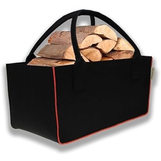 Filztasche Schwarz/Rot Einkaufstasche Kaminholztasche Kaminholzkorb Filz Transporttasche Auto Organizer Zeitungskorb (Rot, 1)