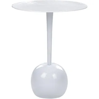 Beliani Beistelltisch weiß rund 40 cm mit Säulenfuß Tulpenfuß Modern Einbeinig Wohnzimmer, Ausstattung Möbel Blumenständer - Weiß