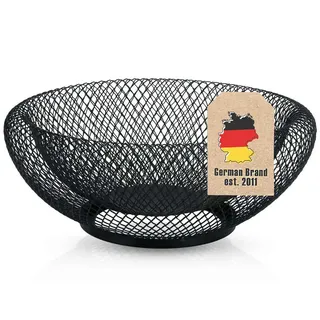 Intirilife Obstkorb aus Metall 25/9.8 cm , Schwarz , 9.8 cm , lebensmittelecht , Geschirr, Schalen & Schüsseln, Obstschalen