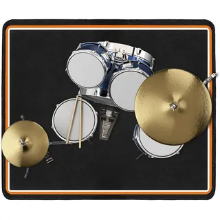 Schlagzeugteppich Drum Teppich Schwarz+Orangefarbener Rand 155x122cm | Rutschfeste Trommelmatte, schalldämmende Unterlage, elektronisches Schlagzeug-Übungspad