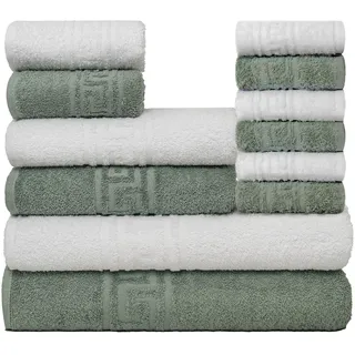 nice homeit Handtuch-Set, 12-teilig, 100% Baumwolle, weich und sehr saugfähig, Handtuch-Set für Badezimmer, Gesicht und Bidet in verschiedenen Größen, hergestellt in Italien, Weiß