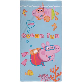 Character World Offizielles Peppa Pig Kinderhandtuch | Super weiches Gefühl, Peppa & George Tauchdesign | Perfekt für Zuhause, Bad, Strand & Schwimmbad | Einheitsgröße 140 x 70 cm